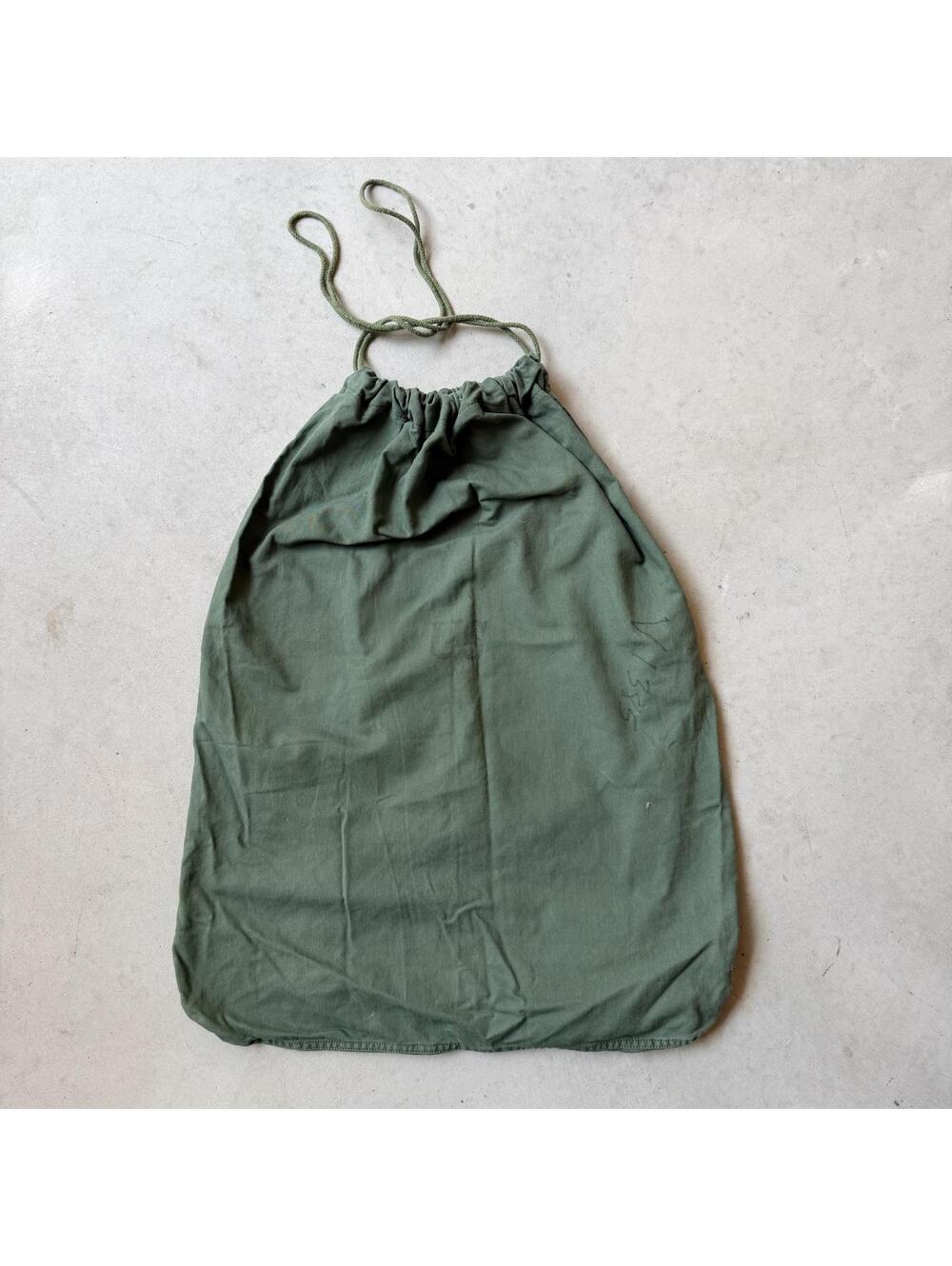 Vintage Military Olive Green Canvas Drawstring Laundry Bag